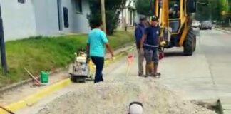 Despertó preocupación un boquete sobre calle Lucio V. Rossi