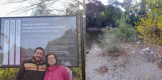 Derechos Humanos: denuncian el robo del cartel de señalización de «La Casita de Hidráulica» en Carlos Paz